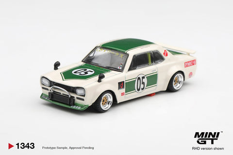 Mini GT 1/64 Nissan Skyline LB-WORKS “HAKOSUKA” – White / Green - GT Hobby Store