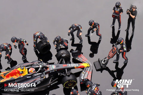 Mini GT 1:64 Oracle Red Bull Racing RB19 1 Max Verstappen 2023 F1 Japanese Grand Prix Pit Crew Set Limited Edition - GT Hobby Store