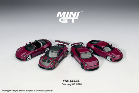 Mini GT 1:64 Porsche 911 (992.1) Rubystone Red Set of 4 – Special Edition - GT Hobby Store