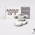 Mini GT 1:64 Porsche 911 Carrera RS 2.7 – Grand Prix White with Green Livery – Mijo Exclusives - GT Hobby Store
