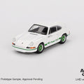 Mini GT 1:64 Porsche 911 Carrera RS 2.7 – Grand Prix White with Green Livery – Mijo Exclusives - GT Hobby Store
