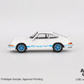 Mini GT 1:64 Porsche 911 Carrera RS 2.7 – Grand Prix White with Green Livery – Mijo Exclusives - GT Hobby Store