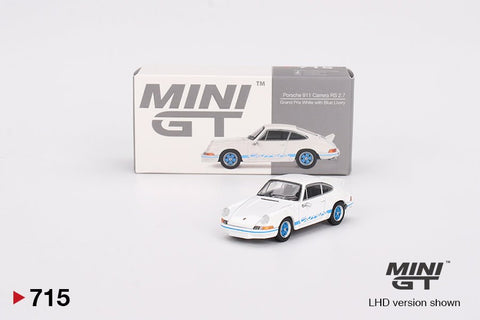 Mini GT 1:64 Porsche 911 Carrera RS 2.7 – Grand Prix White with Green Livery – Mijo Exclusives - GT Hobby Store