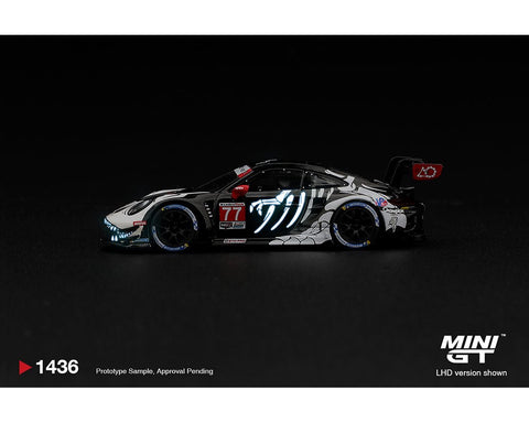 Mini GT 1/64 Porsche 911 GT3 R (992) #77 AO Racing "Skeleton Rexy" 2026 IMSA Petit Le Mans - (Glow in the Dark) - GT Hobby Store