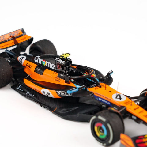 Minichamps 1/43 McLaren Formula 1 Team MCL39 - Lando Norris - Winner Monaco GP 2025 w/ Figurine, Position Board and Pitboard - GT Hobby Store