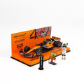 Minichamps 1/43 McLaren Formula 1 Team MCL39 - Lando Norris - Winner Monaco GP 2025 w/ Figurine, Position Board and Pitboard - GT Hobby Store