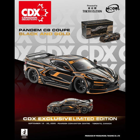 ModelModel 1/64 Pandem C8 coupe Black and Gold - CDX Exclusive - GT Hobby Store