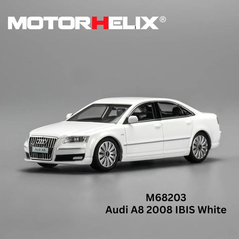 Motorhelix 1/64 Audi A8 2008 IBIS White - GT Hobby Store