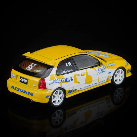 Motorhelix 1/64 Honda Civic TYPE R (EK9) Customized EXCEED Yellow Hong Kong ToyCar Salon Exclusive - GT Hobby Store