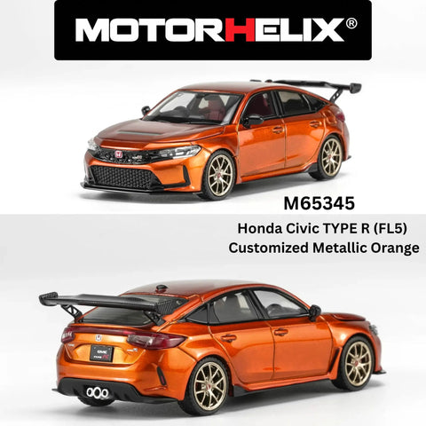 Motorhelix 1/64 Honda Civic Type R (FL5) Customized Metallic Orange - GT Hobby Store