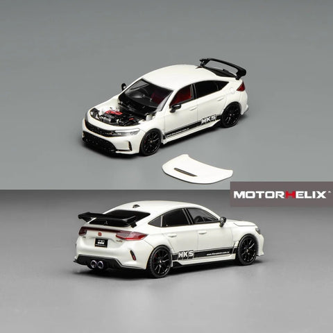 Motorhelix 1/64 Honda Civic Type R (FL5) HKS Championship White - GT Hobby Store