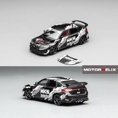 Motorhelix 1/64 Honda Civic Type R (FL5) HKS Matte Black - GT Hobby Store