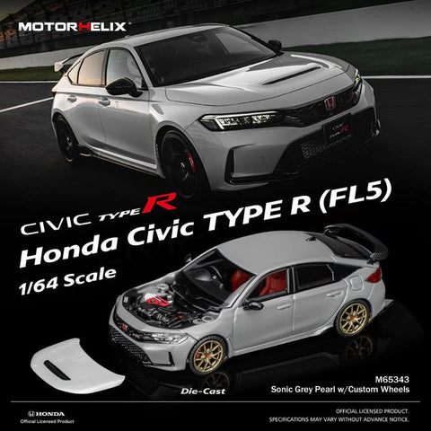 Motorhelix 1/64 Honda Civic Type R (FL5) Supersonic Grey With RiIA Wheels - GT Hobby Store