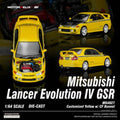 Motorhelix 1/64 Mitsubishi Lancer Evolution IV GSR Customized Yellow w/ CF Bonnet - GT Hobby Store