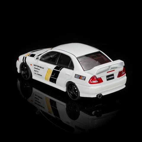 Motorhelix 1/64 Mitsubishi Lancer Evolution IV GSR White TECKWRAP Livery - GT Hobby Store