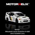 Motorhelix 1/64 Mitsubishi Lancer Evolution IV GSR White TECKWRAP Livery - GT Hobby Store
