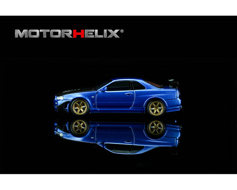 Motorhelix 1/64 Nissan Skyline GT-R R34 Custom with GT Aero Kit – Bayside Blue - GT Hobby Store