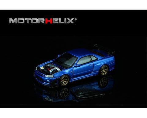 Motorhelix 1/64 Nissan Skyline GT-R R34 Custom with GT Aero Kit – Bayside Blue - GT Hobby Store