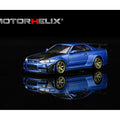 Motorhelix 1/64 Nissan Skyline GT-R R34 Custom with GT Aero Kit – Bayside Blue - GT Hobby Store