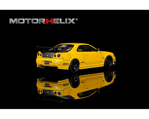 Motorhelix 1/64 Nissan Skyline GT-R R34 Custom with GT Aero Kit – Lightning Yellow - GT Hobby Store