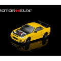 Motorhelix 1/64 Nissan Skyline GT-R R34 Custom with GT Aero Kit – Lightning Yellow - GT Hobby Store