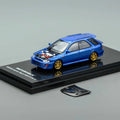 Motorhelix 1/64 Subaru Impreza Wagon WRX STI Ver. VI Rally Blue With Carbon Fiber Hood - GT Hobby Store