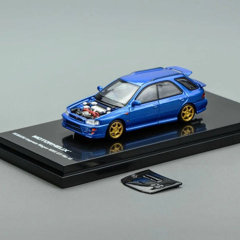 Motorhelix 1/64 Subaru Impreza Wagon WRX STI Ver. VI Rally Blue With Carbon Fiber Hood - GT Hobby Store