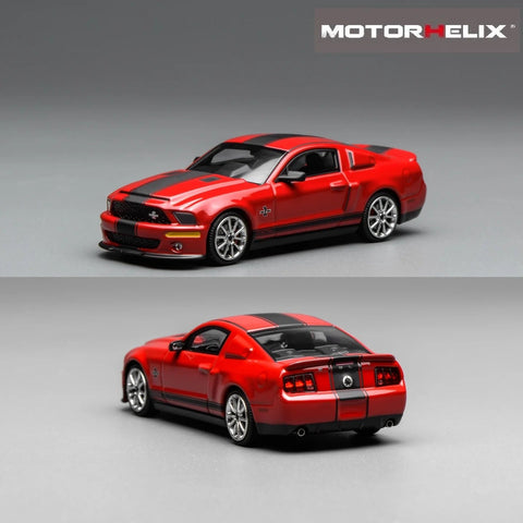 Motorhelix X Greenlight 1/64 Ford Mustang Shelby GT500 Super Snake 2007 Red With Black Stripe - GT Hobby Store