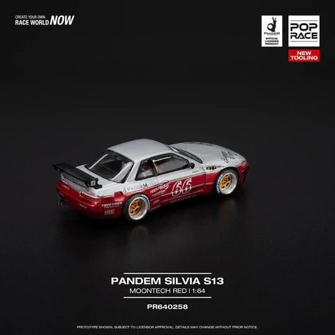 Pop ace 1/64 Pandem Silvia S13 - Moontech Red - GT Hobby Store