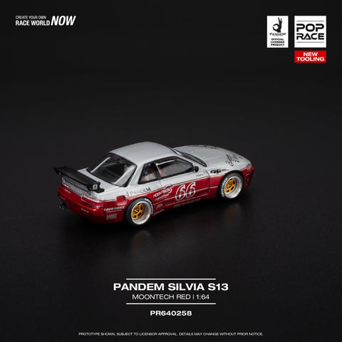 Pop ace 1/64 Pandem Silvia S13 - Moontech Red - GT Hobby Store