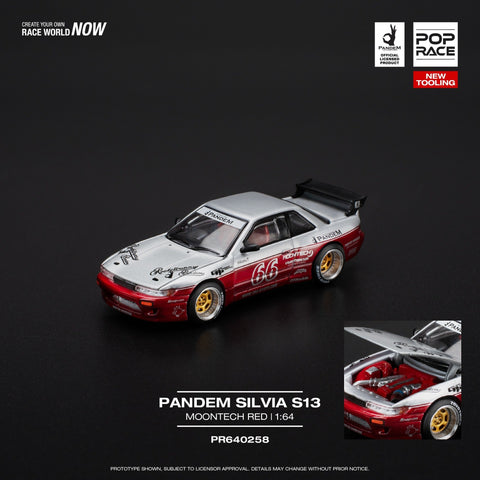Pop ace 1/64 Pandem Silvia S13 - Moontech Red - GT Hobby Store