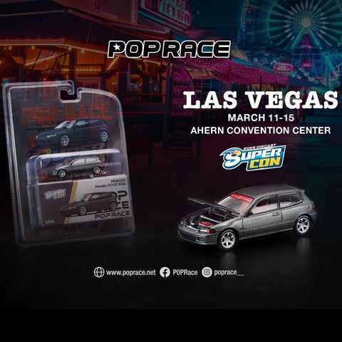 Pop Race 1/64 Honda Civic EG6 Dark Grey - Las Vegas Supercon 2026 Edition - GT Hobby Store