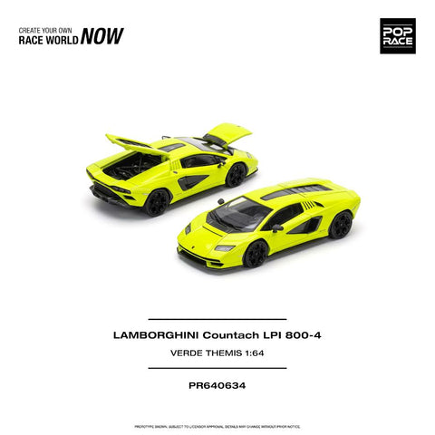 Pop Race 1/64 Lamborghini Countach LPI 800-4 - Verde Themis - GT Hobby Store