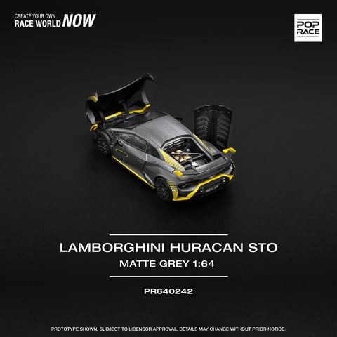 Pop Race 1/64 Lamborghini Huracan STO Matte Grey - GT Hobby Store