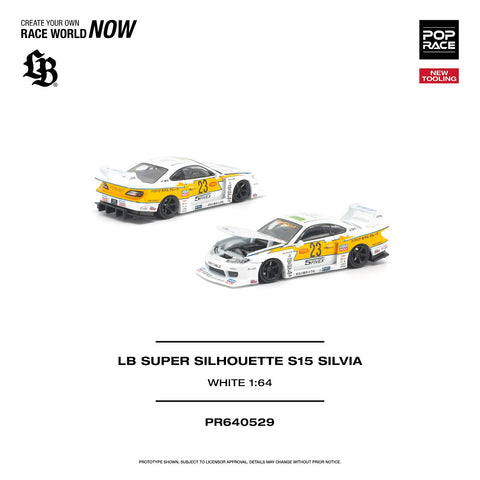 Pop Race 1/64 LB Super Silhouette S15 Silvia - White - GT Hobby Store