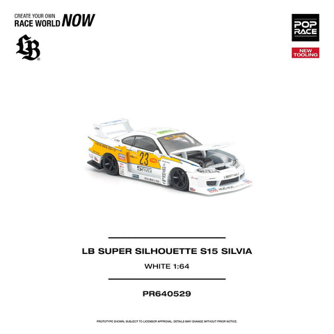 Pop Race 1/64 LB Super Silhouette S15 Silvia - White - GT Hobby Store