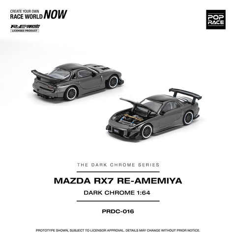 Pop Race 1/64 Mazda RX-7 Re-Amemiya - Dark Chrome - GT Hobby Store