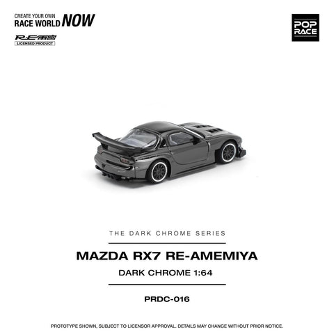 Pop Race 1/64 Mazda RX-7 Re-Amemiya - Dark Chrome - GT Hobby Store