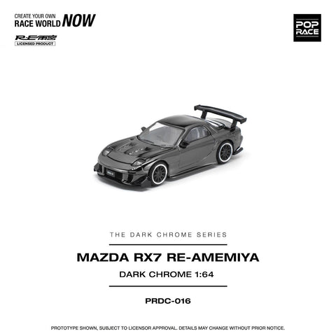 Pop Race 1/64 Mazda RX-7 Re-Amemiya - Dark Chrome - GT Hobby Store
