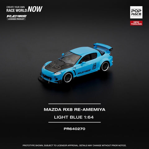 Pop Race 1/64 Mazda RX-8 Re-Amemiya - Light Blue - GT Hobby Store