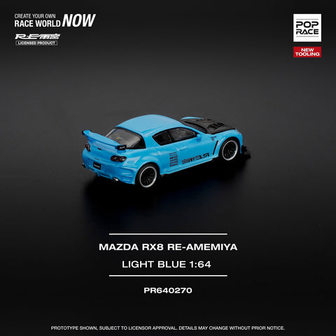 Pop Race 1/64 Mazda RX-8 Re-Amemiya - Light Blue - GT Hobby Store