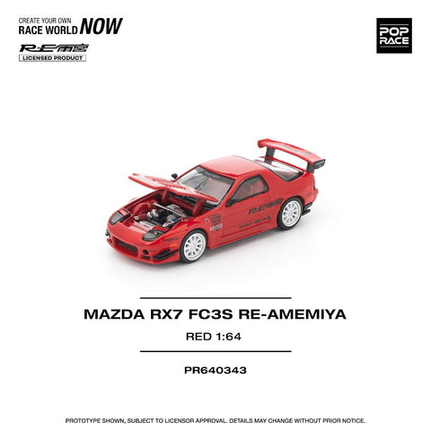 Pop Race 1/64 Mazda RX7 Fc3s Re-Amemiya Red - GT Hobby Store
