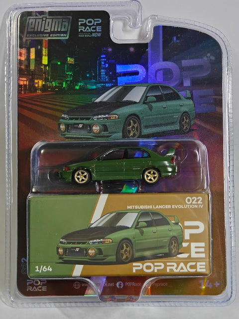 Pop Race 1/64 Mitsubishi Lancer Evolution IV Green (Enigma Exclusive Edition) - GT Hobby Store