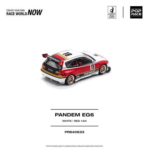 Pop Race 1/64 Pandem EG6 White Red - GT Hobby Store