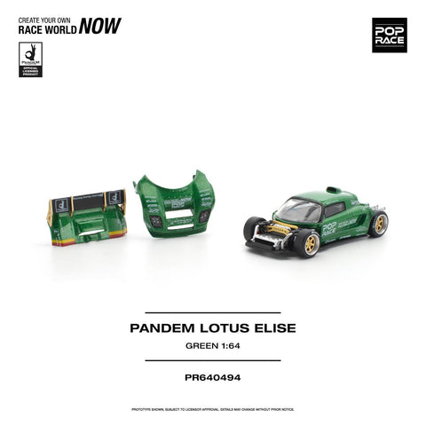 Pop Race 1/64 Pandem Lotus Elise - Green - GT Hobby Store