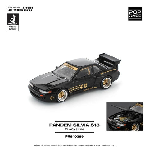 Pop Race 1/64 Pandem Silvia S13 - Black - GT Hobby Store