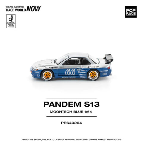 Pop Race 1/64 Pandem Silvia S13 Moontech Blue - GT Hobby Store