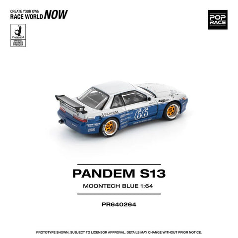 Pop Race 1/64 Pandem Silvia S13 Moontech Blue - GT Hobby Store