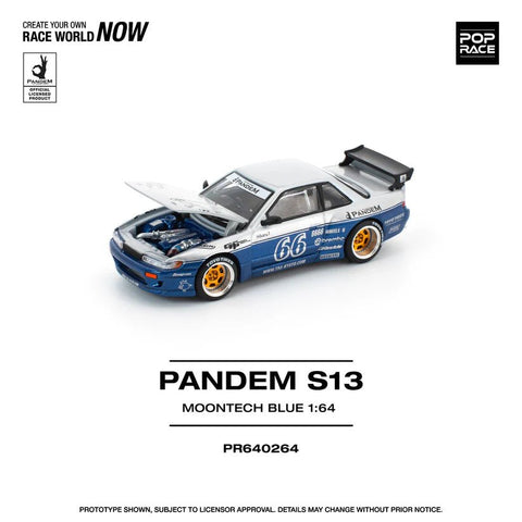 Pop Race 1/64 Pandem Silvia S13 Moontech Blue - GT Hobby Store