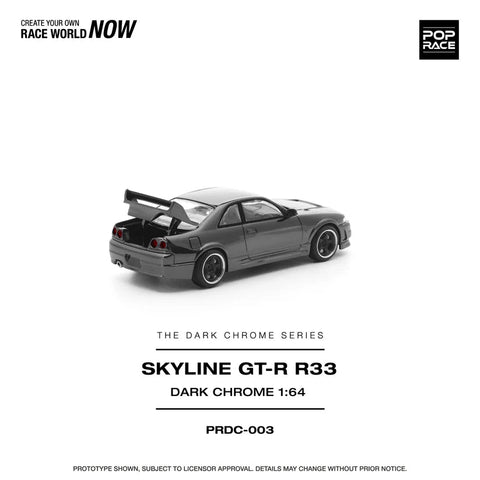 Pop Race 1/64 R33 GT-R Dark Chrome - GT Hobby Store